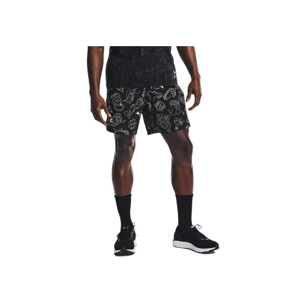 Under Armour All Over Print Elastic Waist Straight Leg Shorts Men shorts Black 1361496-001