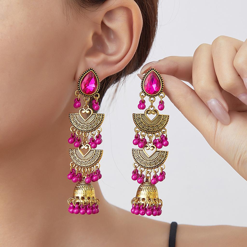 Bohemian Vintage Tassel Earrings for Women , Titanium Alloy Ear Studs , Ethnic Style Drop Earrings