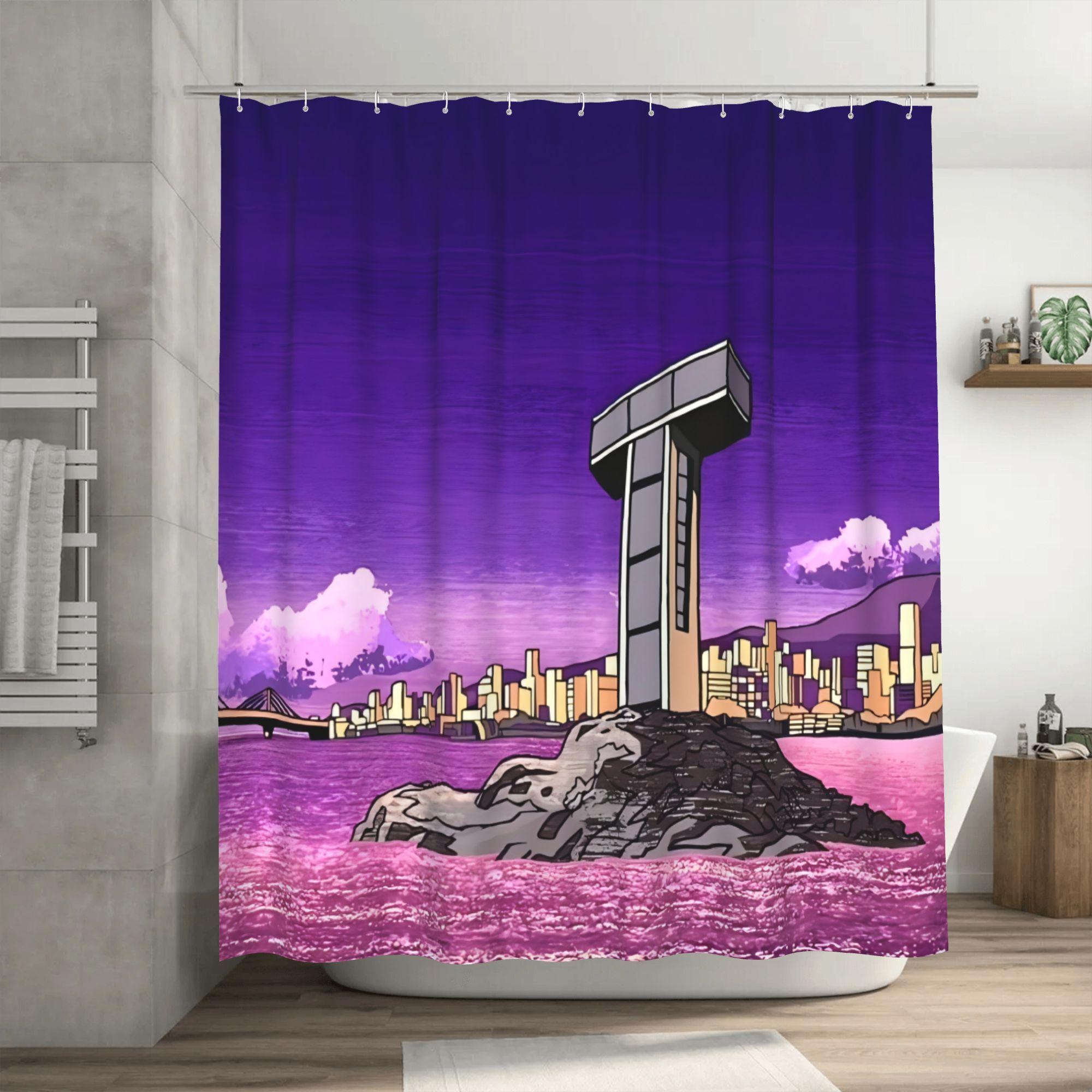 

Teen Titans Tower Shower Curtain With Hooks - Vibrant Superhero Design, Durable Polyester Fabric, Machine Washable Bathroom Deco W60H190(CM)-1 Pcs