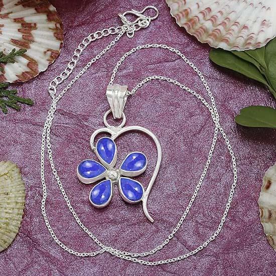 925 Sterling Silber Edelsteinkette, Handgefertigter Schmuck, Lapislazuli, Geschenk für Sie, Jubiläumsgeschenk, Boho-Schmuck