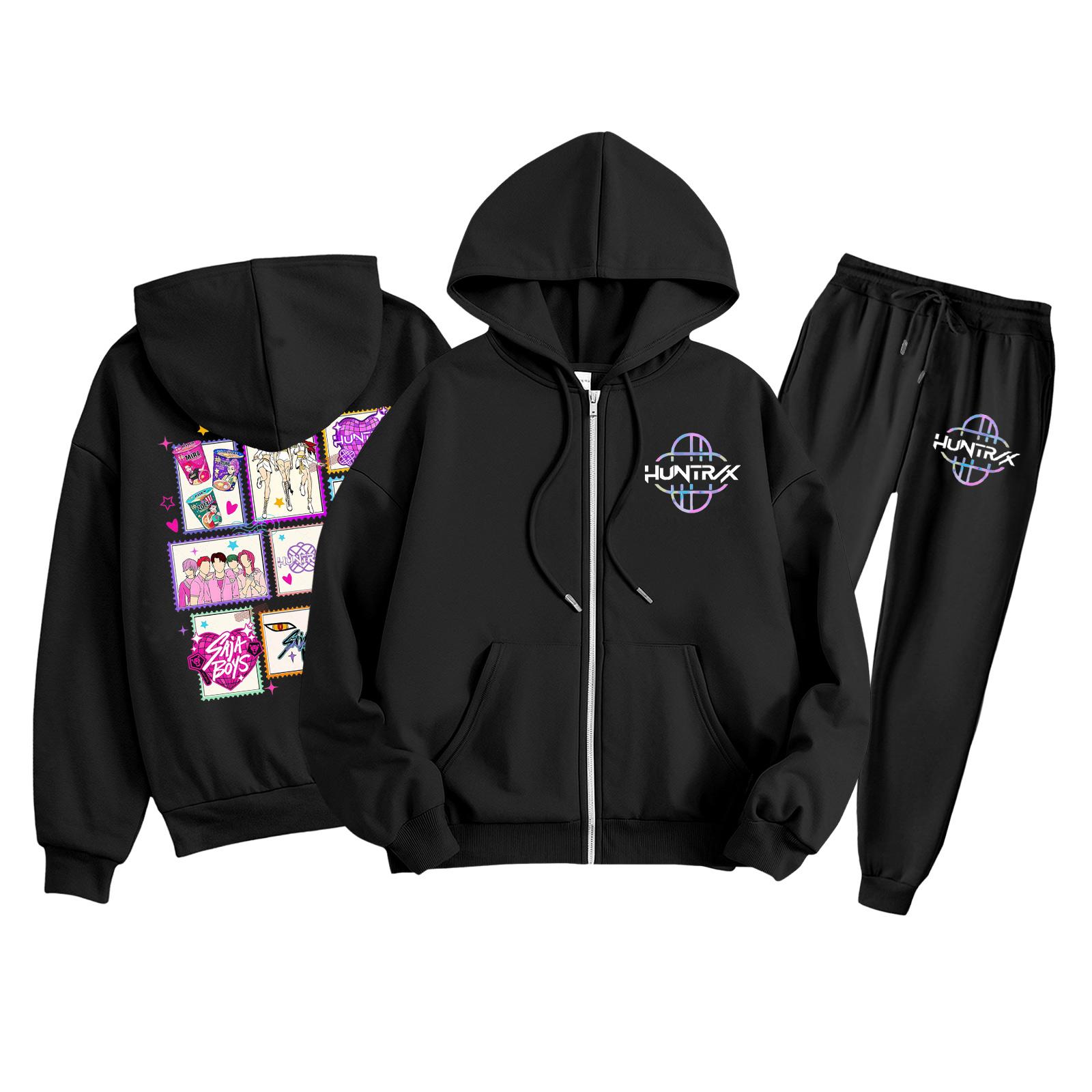 

Children s Fashion Long Sleeve Zipper Hooded Sweatshirt Sweatpants Solid Color Pocket Sweatshirt Set 100