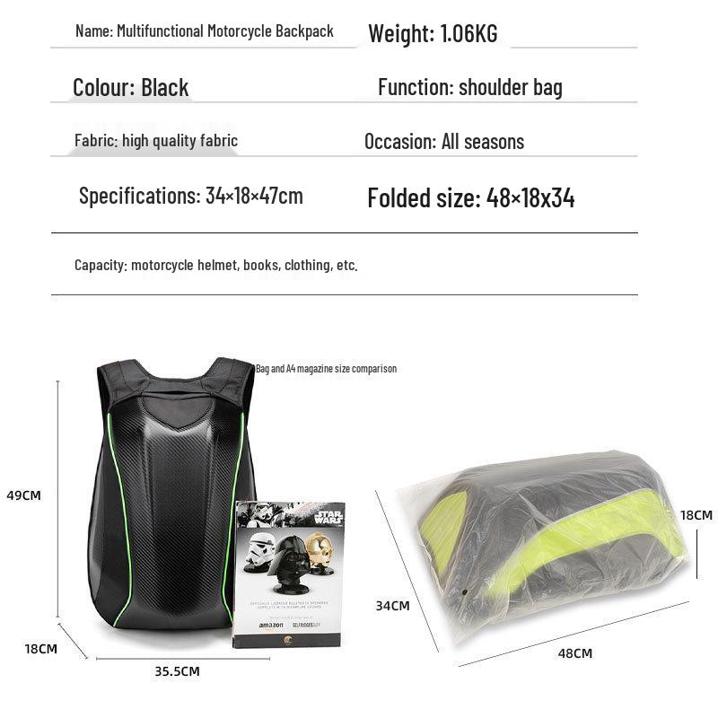 Motorcycle Helmet Backpack, Waterproof Hard Shell Riding Bag, KTM Style