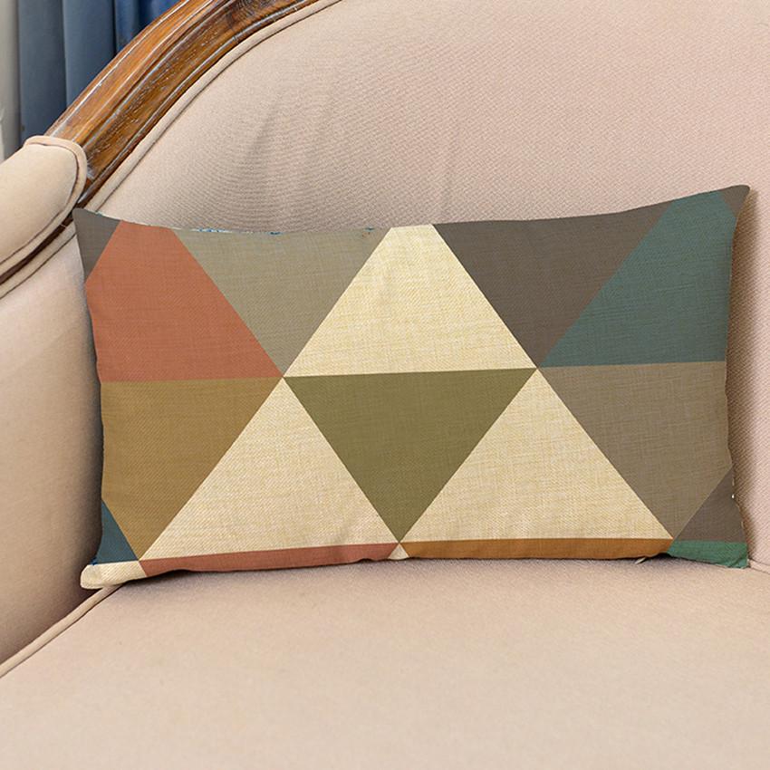 Nordic 30x50cm Geometry Style Cotton Linen Waist Cushion Cover Lattice Stripe Rectangular Sofa Decorative Throw Pillows Cover