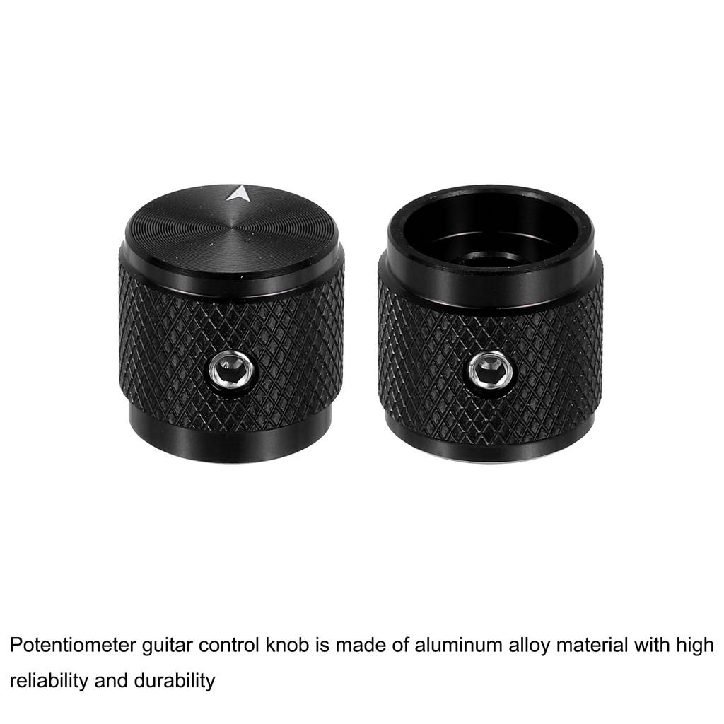 uxcell Aluminum Potentiometer Universal Volume Tone Control Knob with Arrow Indicator for Black 6-Piece Knob, 1/4" (6mm) Guitar, 5/8"