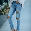 Spring 2022 Womens Fashion High Waist Y2k Women's Skinny Ripped Jeans Baggy Woman Denim Capris Pants Jean Mom Jeans Trousers