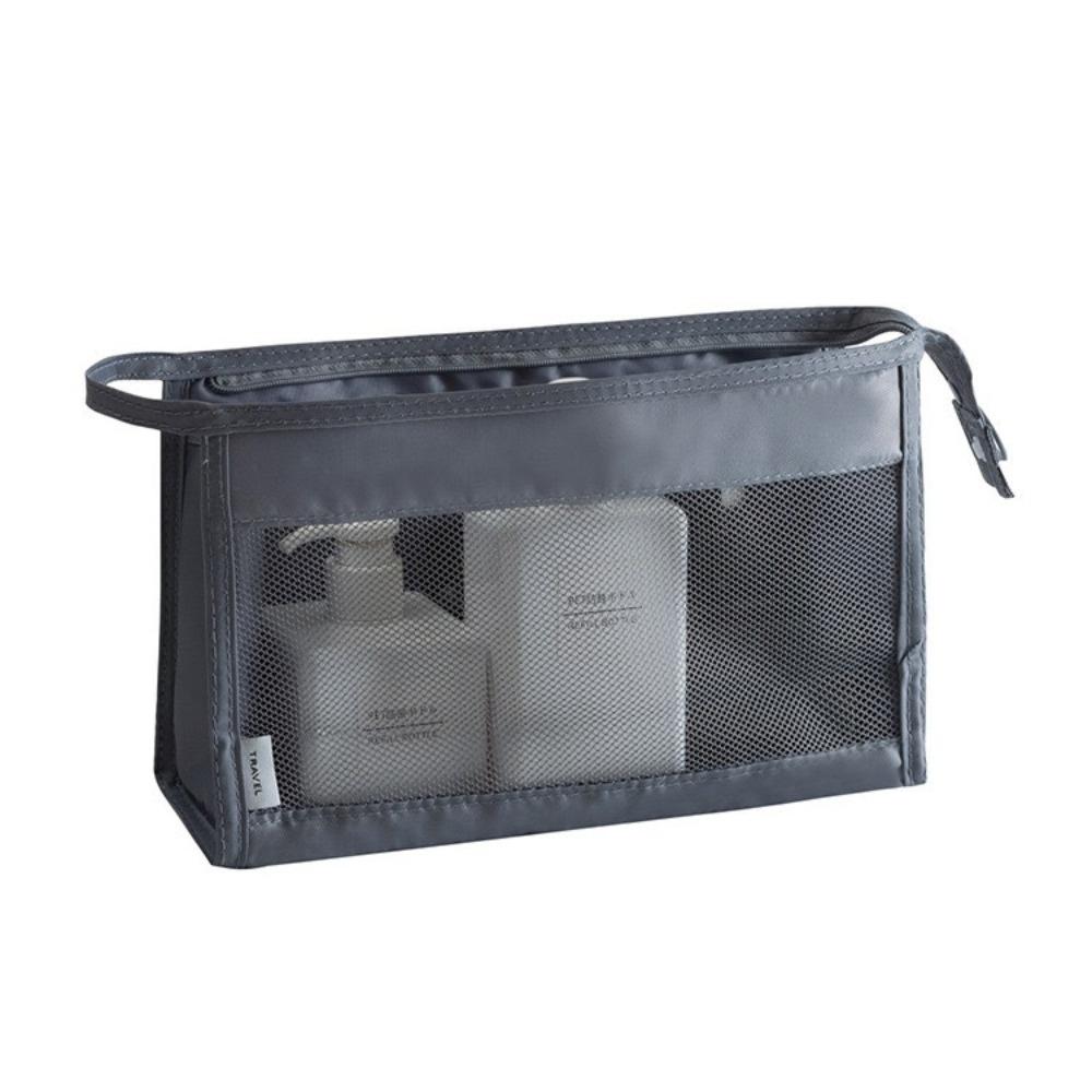 Foldable Mesh Makeup Organizer Hanging Toiletry Bag Large Capacity Wash Bag  Brushes