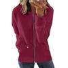 Women's Loose Fit Solid Color Zip Up Hooded Long Sleeve Sweatshirt Casual Pocket Hoodie Top