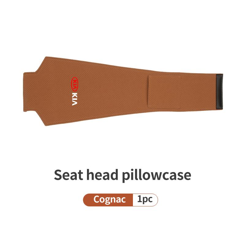 AAAFR1 Car Logo Headrest Cover Suede Perforated Breathable Head Pillowcase Pads For KIA Cerato Proceed Venga Stonic Picanto Sorento