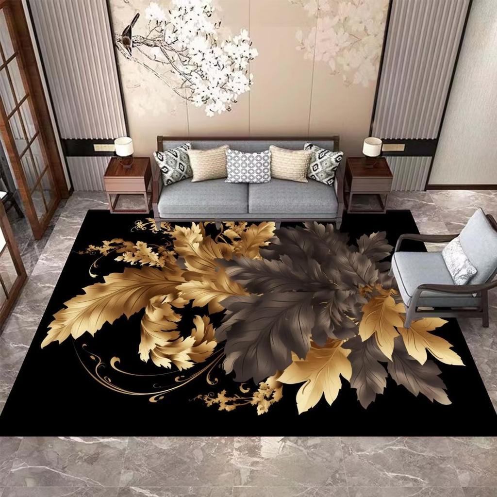 3D Black Gold Carpets Luxury Large Area Rugs 160x230 Non Slip Washable Floor Mat for Living Room Bedroom Sofa Decor
