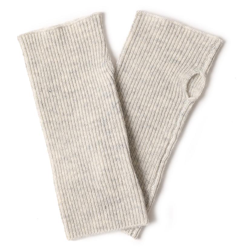 Knitted Cashmere Student Fingerless Gloves - Warm, Simple Style for Autumn & Winter One Size серый