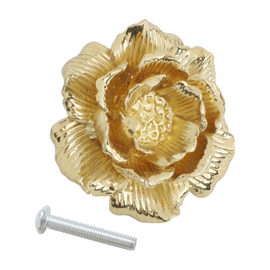 Furniture Upgrade 42*22mm Gold Floral Drawer Knobs Brass Cabinet Handles Sturdy Brass Material Versatile Drawer Knobs