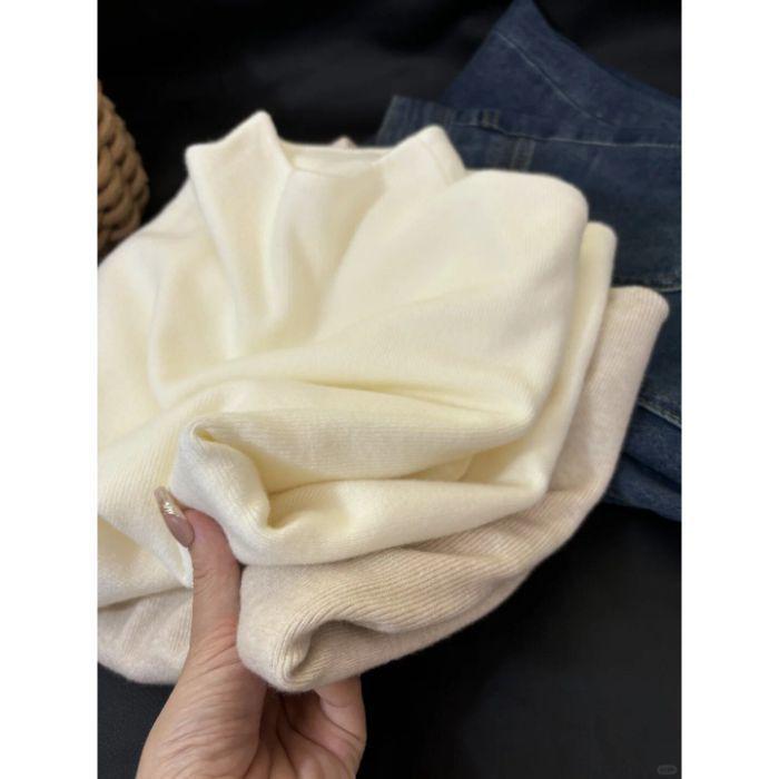 Korean Style Women's Slim Fit Semi-High Neck Sweater: Soft, Glutinous Autumn/Winter Pullover Knitwear Base Layer Top