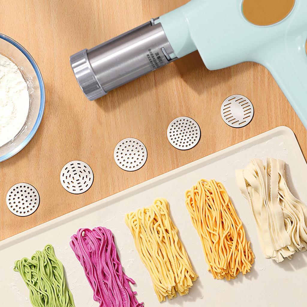 Electric Pasta Maker 5 Heads Noodle Press Machine for Lasagna Macaroni Ramen Blue