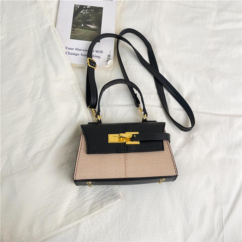 Keystone bag portable fashion exquisite color contrast splicing small square bag simple shoulder messenger bag women's bag