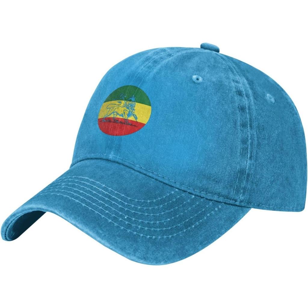 Lion of Judah Flag Rasta Baseball Cap Washed Denim Hat Adjustable Outdoor Golf Dad Hat