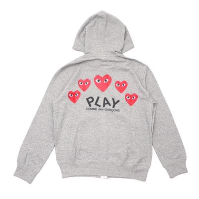 PLAY Czerwone Serce Wiele Serc Unisex Szara Bluza z Kapturem na Zamek