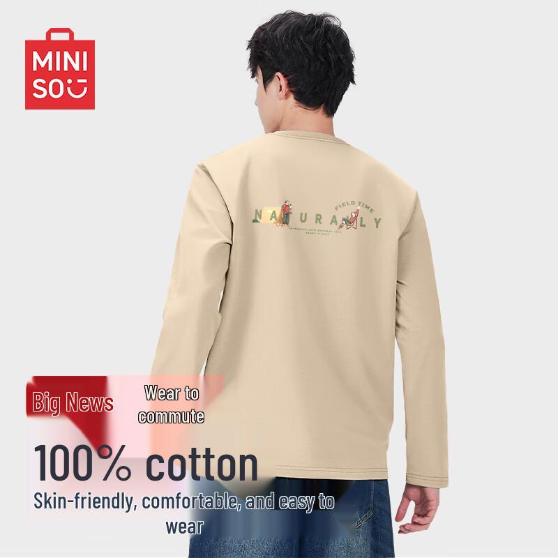 MINISO Men s Heavyweight Cotton Long Sleeve T-Shirt L