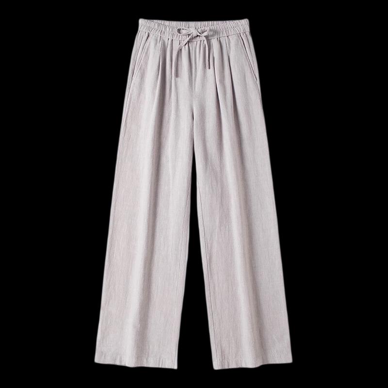 ROMON Women's Cotton Linen Wide-Leg Straight Pants