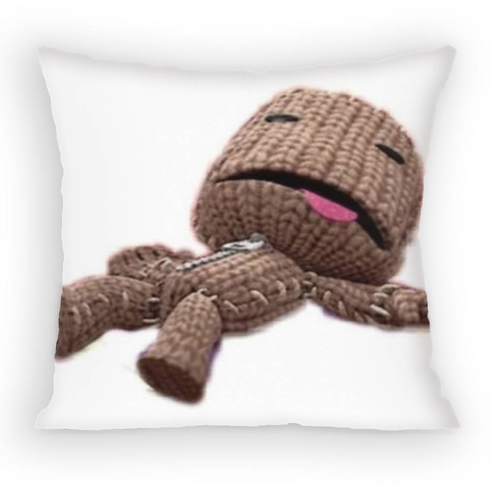 Funny LBP Sackboy Cartoon Style Pillow Case Antidustmite Pillowcase Invisible zipper silky short plush Sofa cushion cover