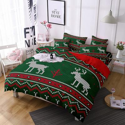 Bedding Three-Piece Christmas 3D Digital Printing Polyester Polished Quilt Cover Sheet