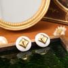 White Oil Dropping Round Retro Earrings With Personalized Temperament And Versatile Women's Fashion Earrings