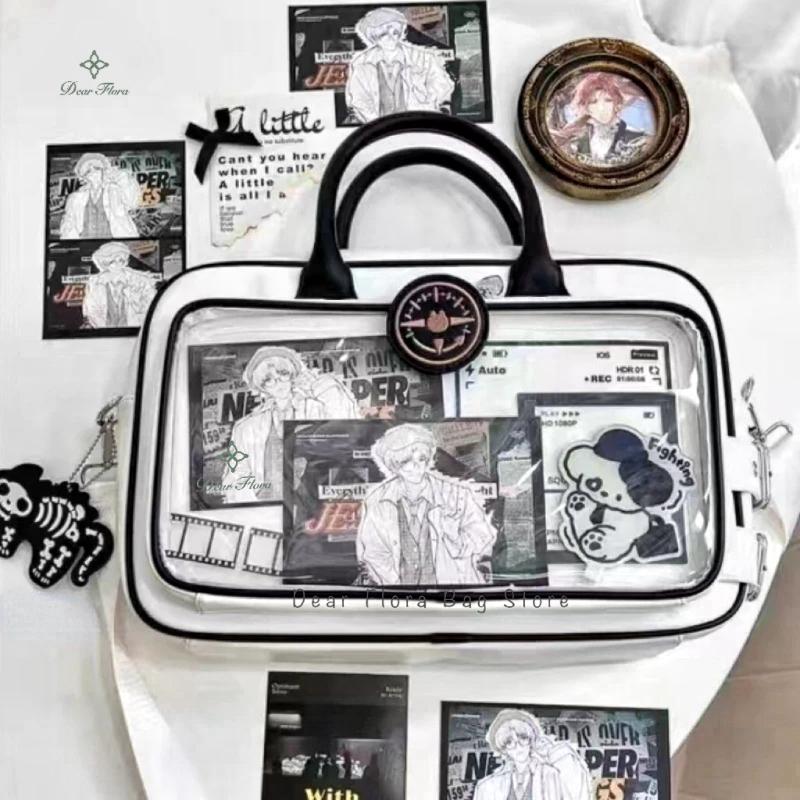 Y2K Cute Lolita Ita Bag Large Capacity Shoulder Crossbody Bag Kawaii Girls Transparent Messenger Bag DIY Display Casual Handbags