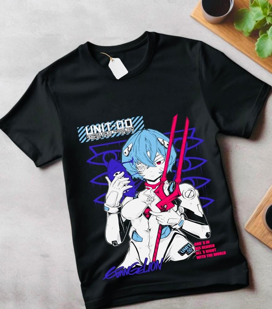 

Унисекс футболка Neon Genesis Evangelion Рей Мисато Аска Вайфу Синдзи подарок футболка 4XL