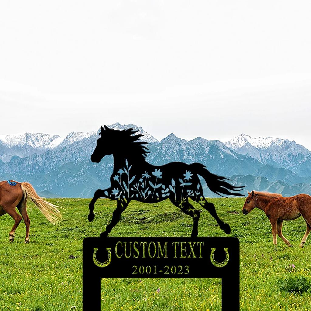 Metal Memorial Garden Stake for Horse Lover, Sympathy Grave Marker, Ranch Outdoor Decor