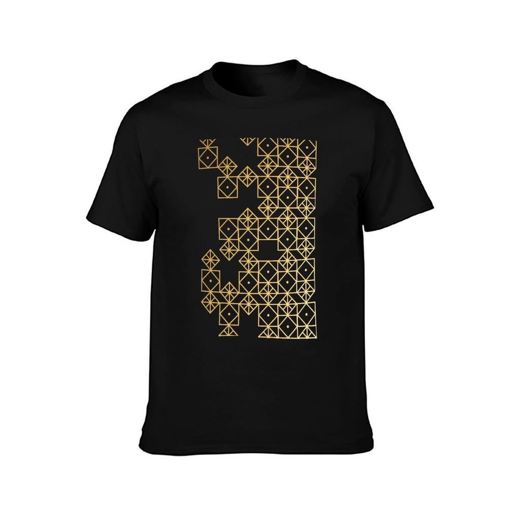 Geometric Gold TShirt Work Outdoor TShirt for Men
