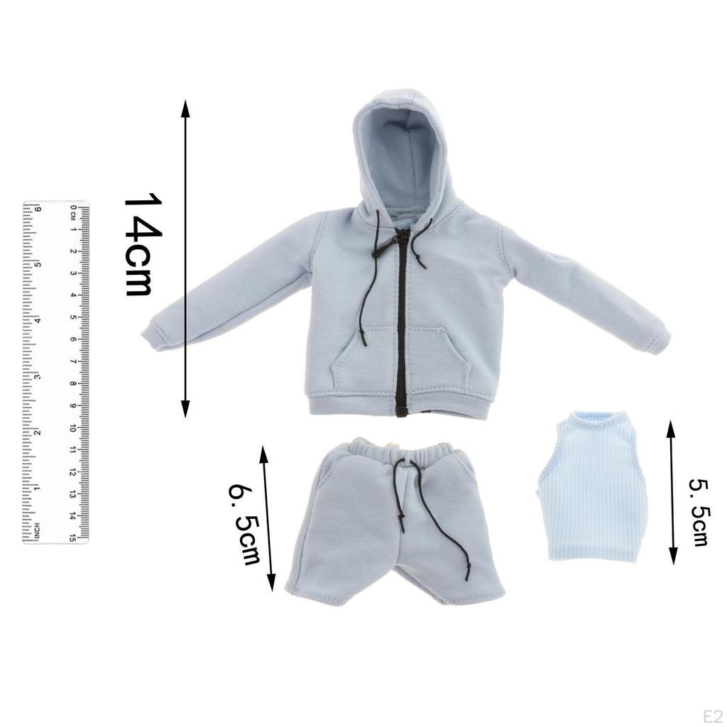 1/6 Scale Casual Workout Set Hoodie Tops and Shorts with Knit Tank Clothes for 12'' HT Action Figure