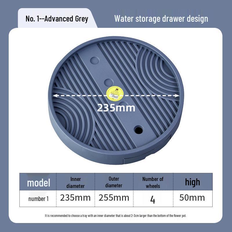 Round Movable Flower Pot Tray with Hidden Wheels and Breathable Bottom for Silent Plant Care