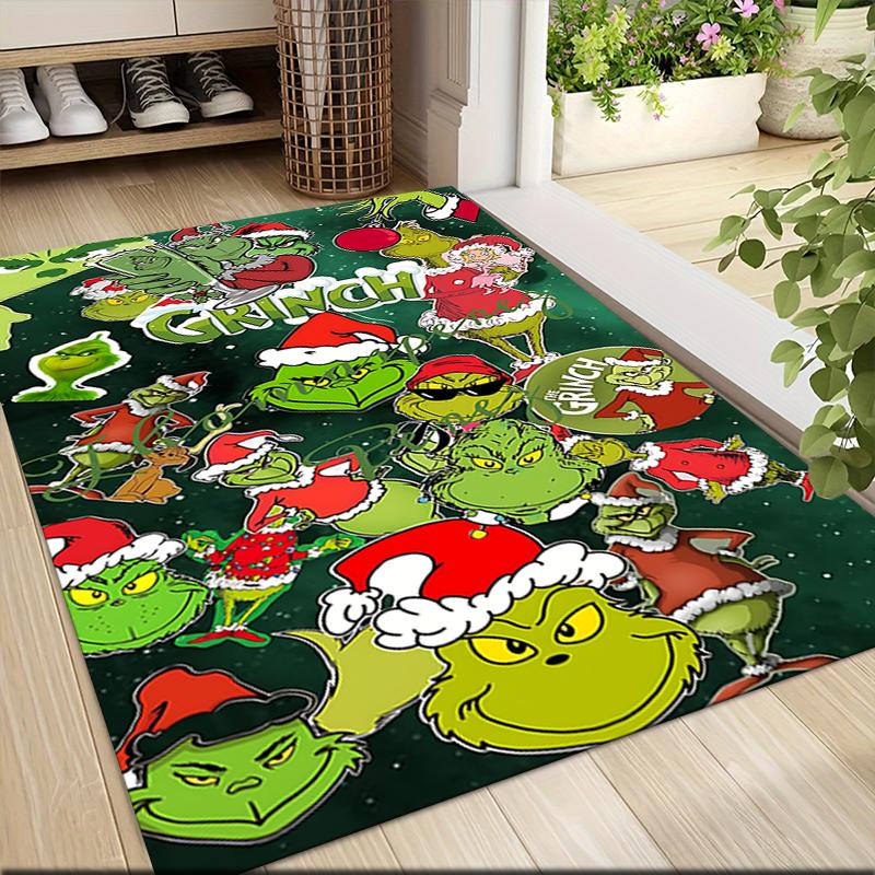 Grinch Christmas Party Carpet Rug Soft Washable Antislip Home Living Room Sofa Mats Personalized Christmas Rug