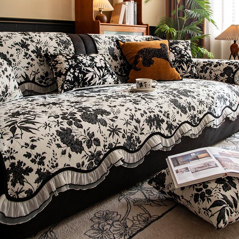 Special-shaped Sofa Cushion 2025 New Retro High-end Four-season Chenille Non-slip Fixed Sofa Cover
