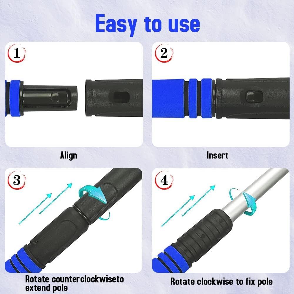 Skrobaczka do szyb samochodowych z miotłą, 2 w 1 skrobaczka do szyb samochodowych i szczotka do śniegu, głowica szczotki 360°, antypoślizgowa rączka z pianki, do samochodów osobowych, ciężarowych, SUV-ów, szyb przednich
