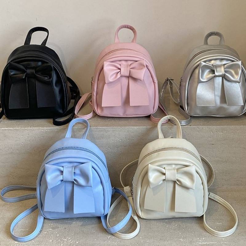Süßer Mini-Rucksack mit Schmetterlings-Schleife aus PU-Material für den täglichen Gebrauch
