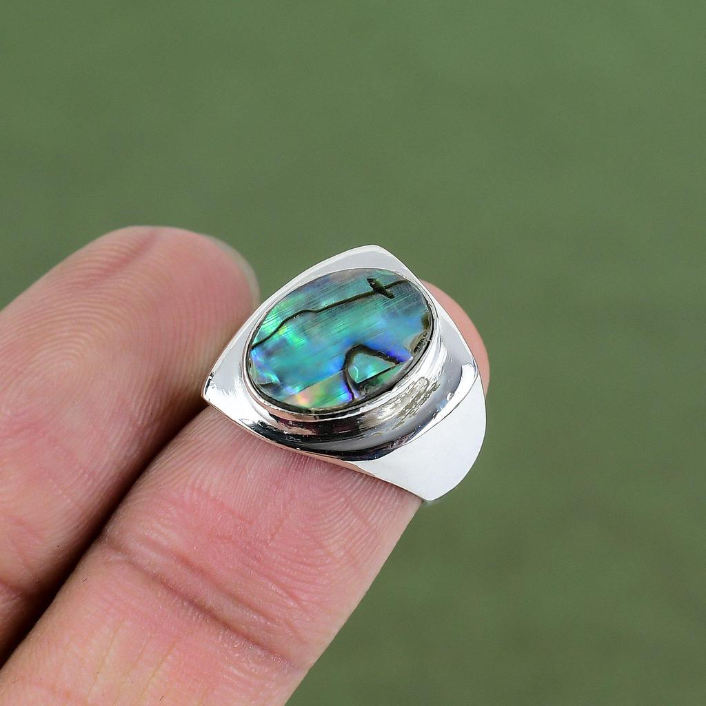 Abalone Shell Ring 925 Sterling Silver Ring Beautiful Gemstone Jewelry Handmade Latest Design Ring Brand New Jewelry Available In Ring Size