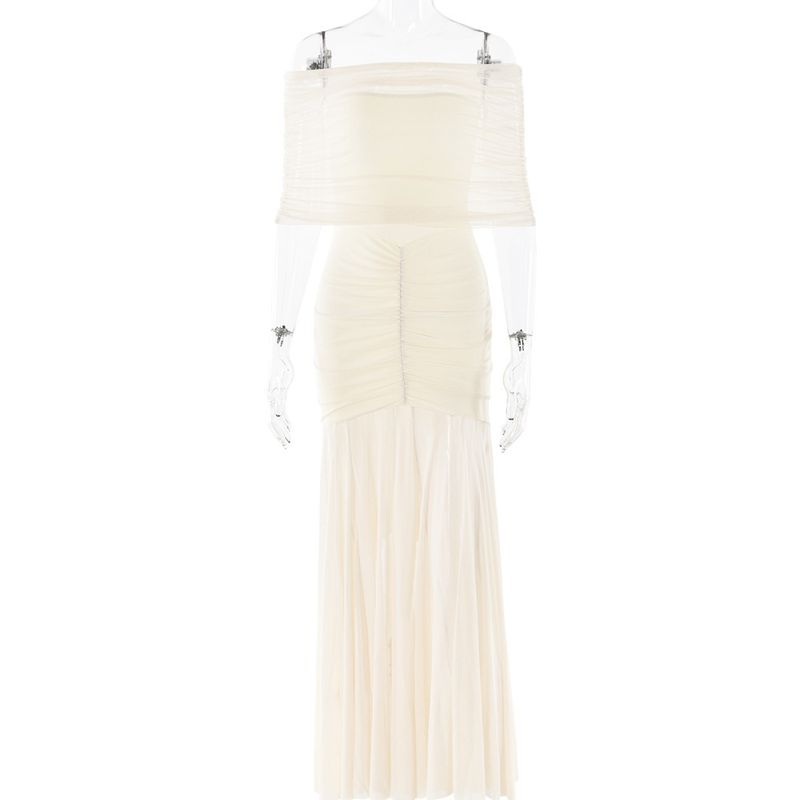 

Elsa Western Style Ins New Dress Tube Top Patchwork Backless Slim fit Long dress Sexy Fashion Dress Women Apricot(Apricot) S