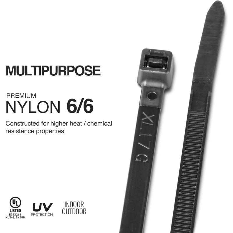 100 PCS Nylon Cable Ties Industrial Multipurpose Cable Ties, 8 Inches