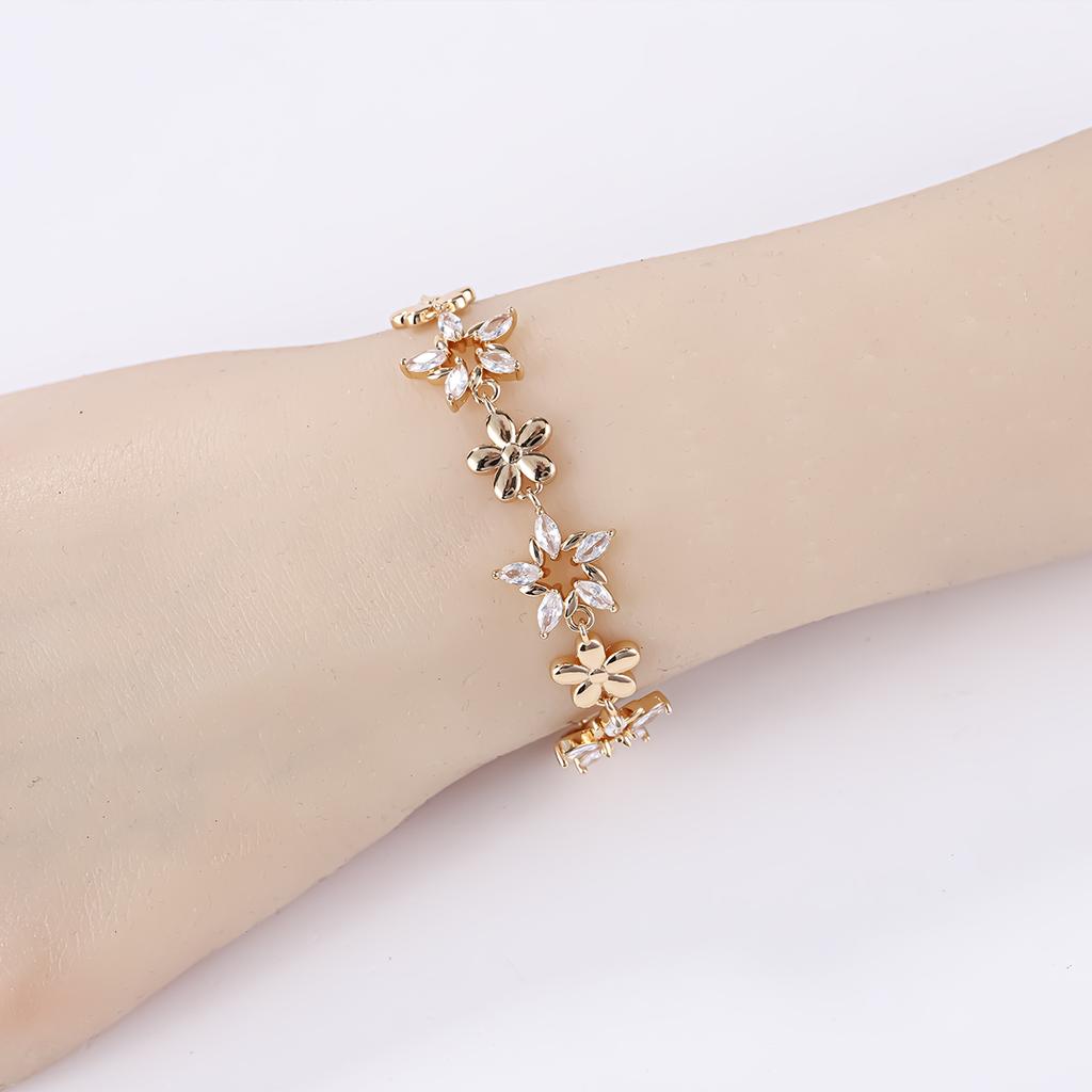 18K De Oro Gold Plated Cubic Zirconia Copper Pro Mayor Pulsera De Mujer Fashion Jewelry Custom Diamond Women Bracelet