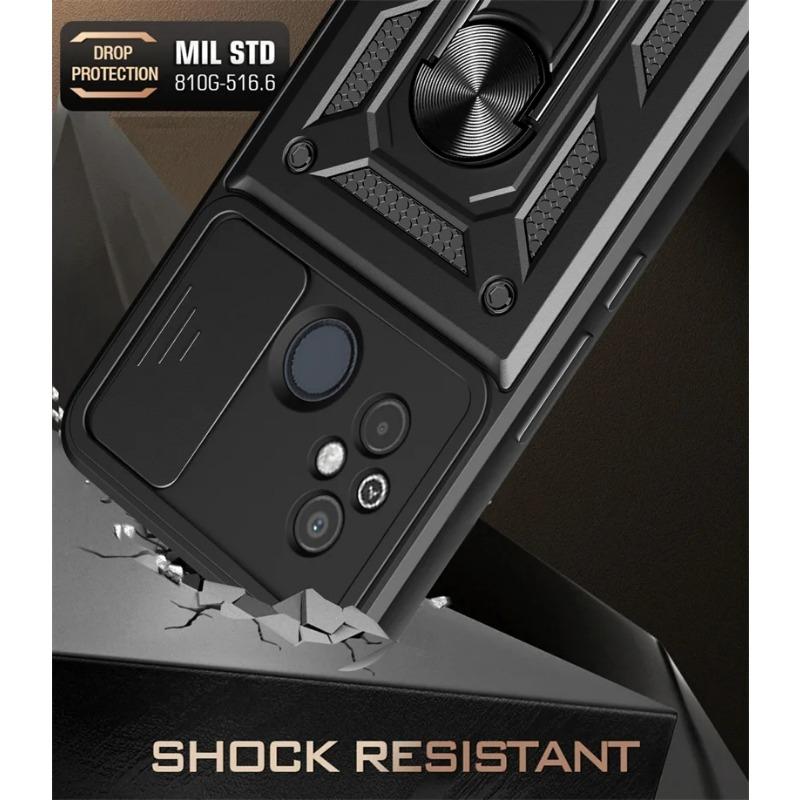 For Xiaomi Redmi 12C Case Shockproof Armor Ring Holder Phone Cases For Xiaomi Redmi 12C 12 C Redmi12C Slide Lens Protect Cover