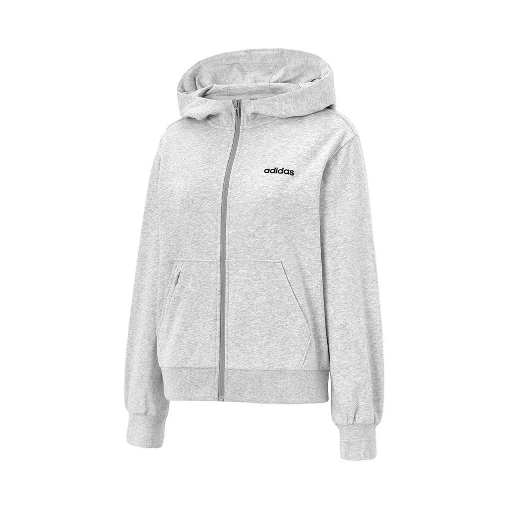 Adidas Letter Logo Hooded Zip-Up Comfortable Sweatshirt Women Sweatshirt Gray KA1505