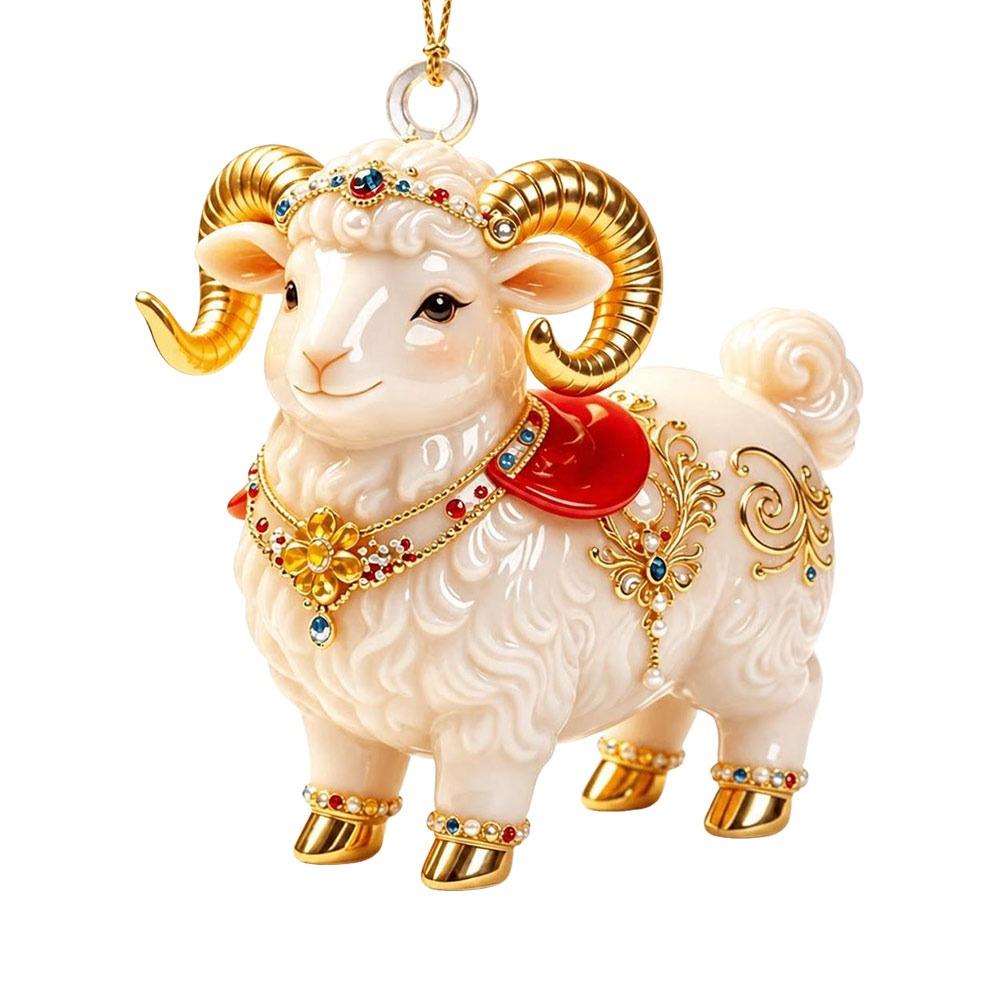 Acrylic Goat Hanging Ornament 2D Flat Animal Hanging Decoration Holiday Party Decor