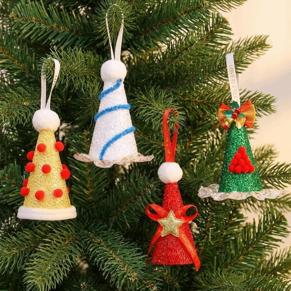 Handmade Cone‑Shaped Christmas Pendant Sequin Christmas Hat Ornament Home Party Supplies