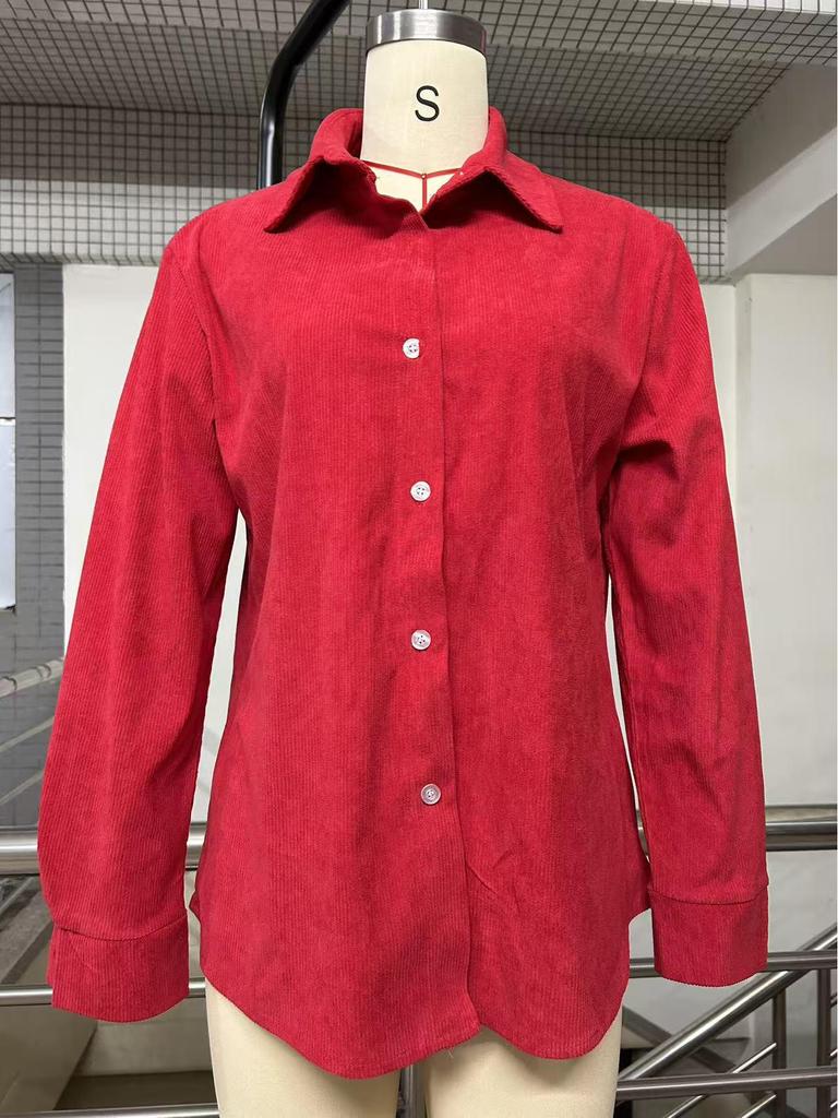 2025 Women's Autumn/Winter Corduroy Casual Shirt - European & American Style