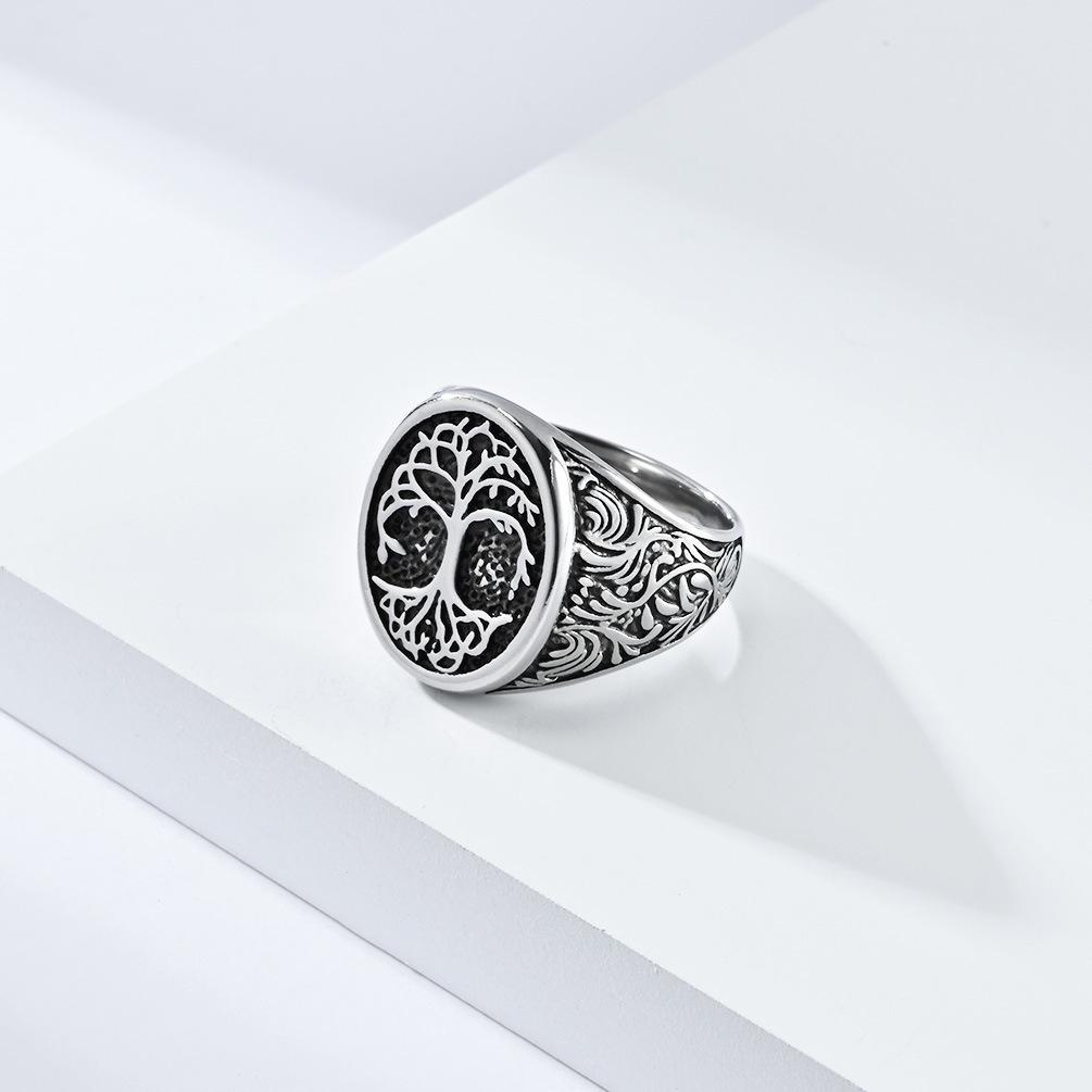 2026 Retro Style Tree of Life Ring Ring Men's Domineering Oversized Wrench Personalized Hand Jewelry