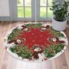 Merry Christmas Round Rug Vintage Red Christmas Tree Area Carpet Soft Washable Bedroom Bedside Floor Mat New Year Home Decor