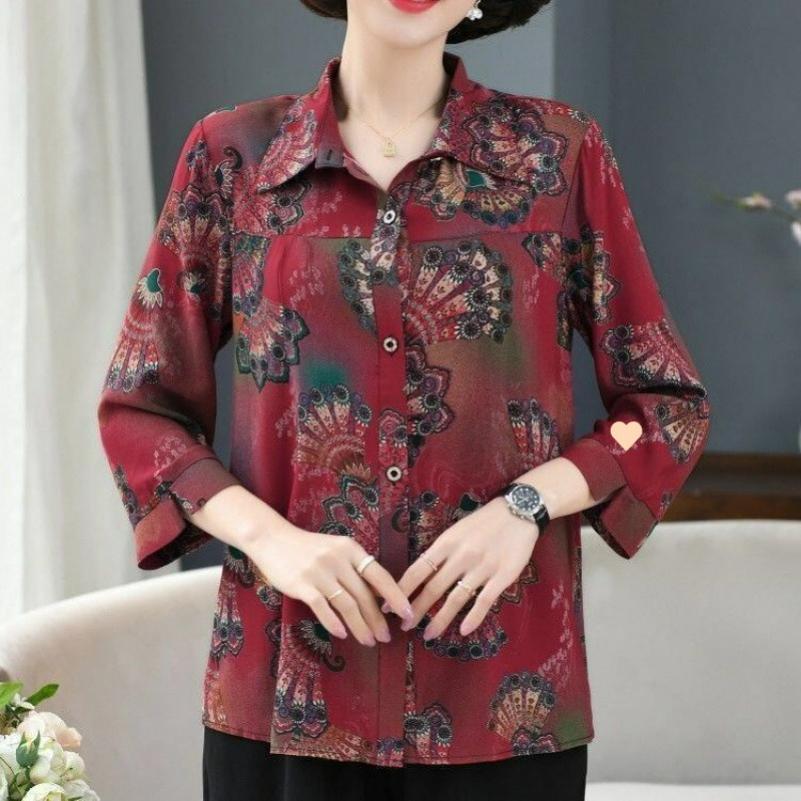 Autumn Shirt Clothes Mother 9-point Sleeve Thin Jacket Fashion Shirt Women
