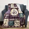 Happy 40Th Birthday Celebration Blanket Personalized Name Soft Warm And Versatile For Sofa Bed Office And Travel Machine Washable Comfortable In All