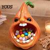 Trinket Keys Candy Holder Big Mouth Pumpkin Storage Box, Halloween Figurine Resin Jewelry Tray, Desktop Box for Home Office Desk Decor Party Ornament