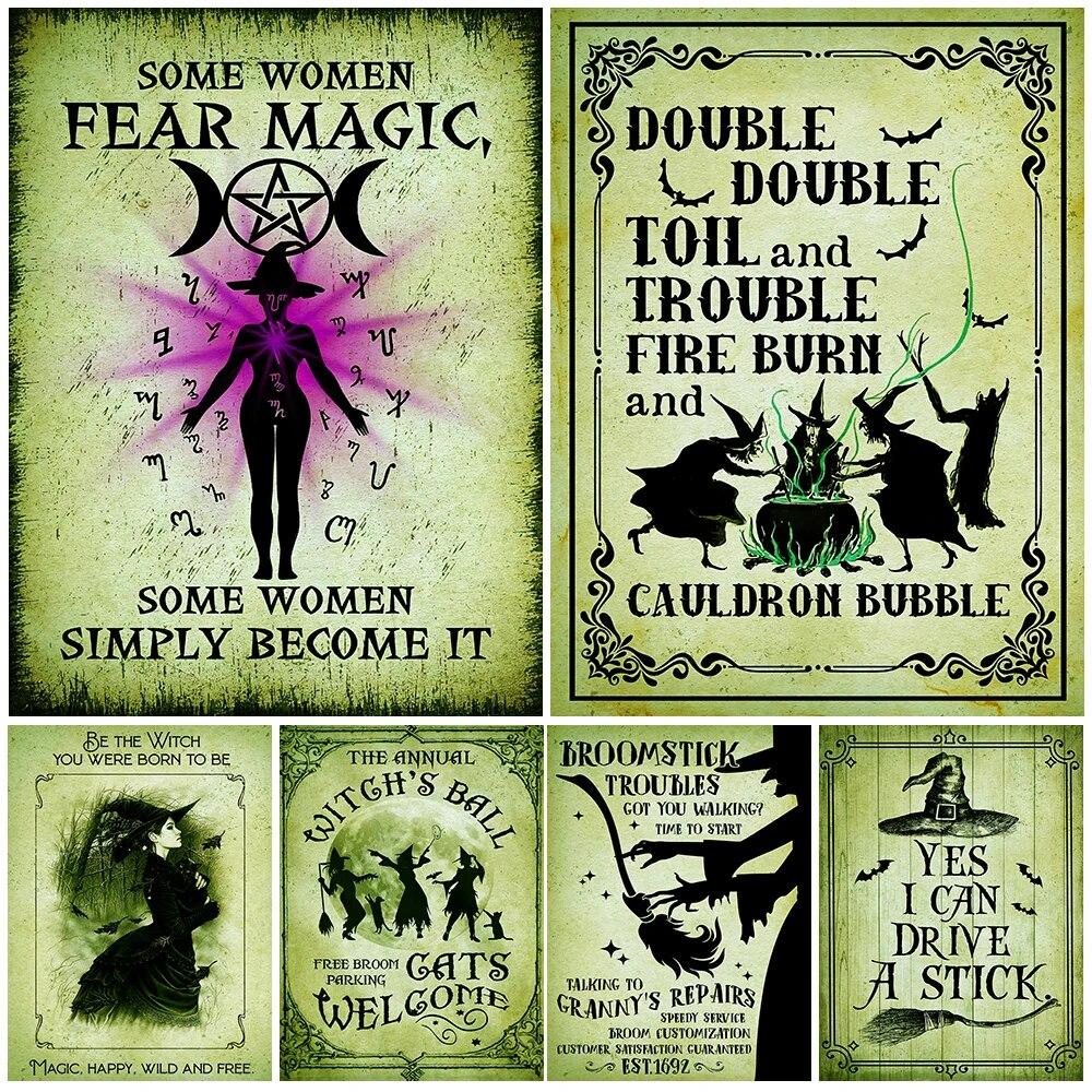 

Лучший Ведьминский домашний декор и Салемская конвенция для ведьм, печатные плакаты, колдовство и магия, настенная живопись на холсте, без рамки
